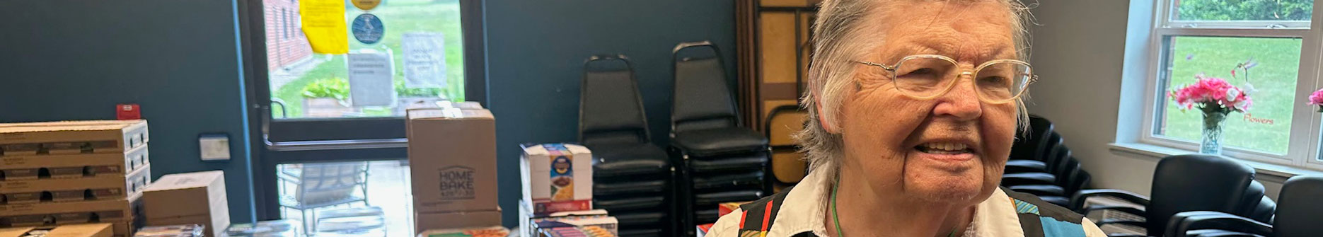 woman at a food bank